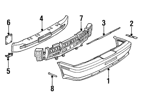 1992 Saturn SL2 Rear Bumper Reflex, Rear Side Diagram for 21021020