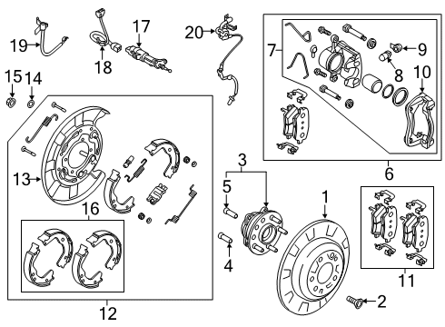 2019 Kia Stinger Rear Brakes Brake Plate Assembly, Left Diagram for 58251J5550
