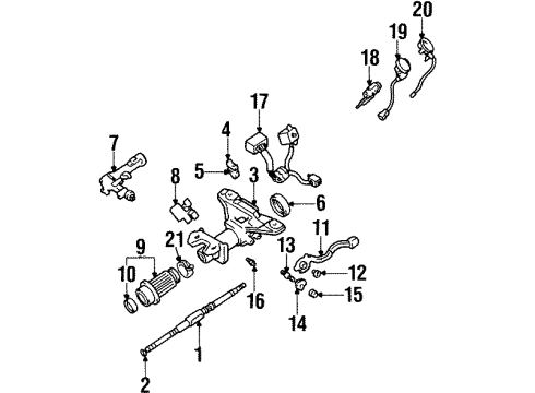 2000 Lexus SC300 Ignition Lock Cylinder Set, Lock W/Transmitter Housing(Less Module) Diagram for 89073-24020