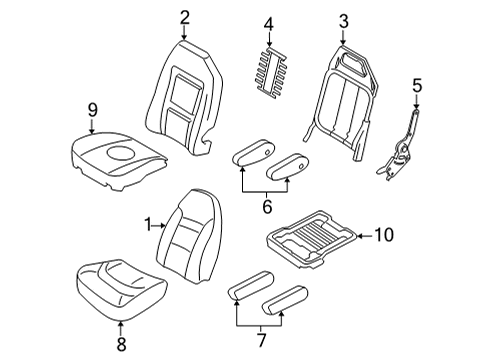 2022 Ford E-350 Super Duty Front Seat Components Armrest Cover Diagram for AC2Z-15644A19-BA