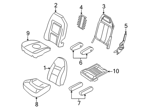 2022 Ford E-350 Super Duty Front Seat Components Seat Back Adjust Diagram for 6C2Z-15617C04-AA