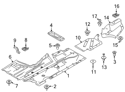 2014 BMW 320i Under Cover & Splash Shields Underbody Panelling, Side Left Diagram for 51757241833