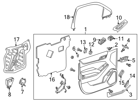 2015 Chevrolet Suburban Interior Trim - Front Door Cap Diagram for 22953107
