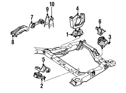 1991 Pontiac 6000 Engine & Trans Mounting Bracket-Engine Mount Diagram for 10112029