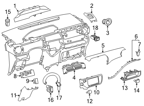 2014 Toyota Prius C Cluster & Switches, Instrument Panel Defroster Nozzle Diagram for 55962-52010-C0