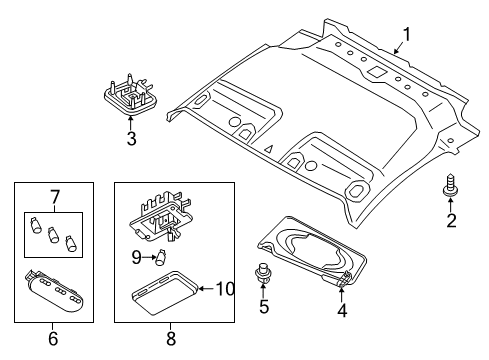 2018 Nissan NV200 Bulbs Passenger Side Sun Visor Assembly Diagram for 96400-9SA0C