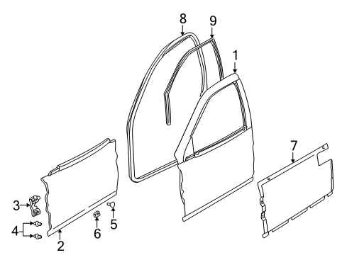 2001 Saturn L300 Front Door Weatherstrip Asm, Front Side Door *Medium Duty Dark Oak Diagram for 24427986