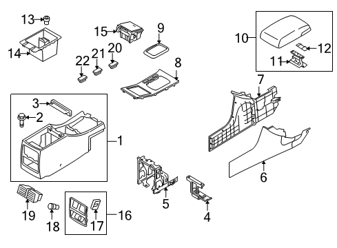 2006 Kia Amanti A/C & Heater Control Units Console Assembly Diagram for 846103F100NF