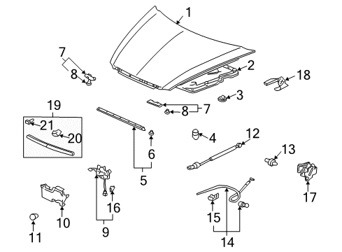 2004 Acura TL Hood & Components Stay Assembly, Passenger Side Hood Opener Diagram for 74145-SEP-A01