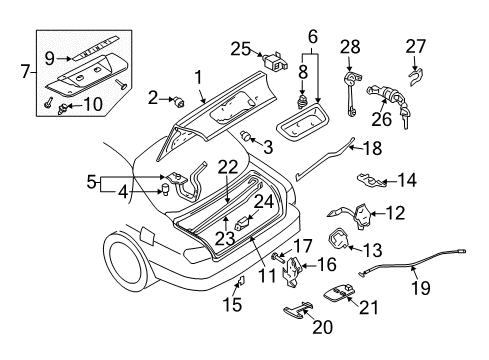 2001 Infiniti I30 Trunk Trunk Lid Lock Assembly Diagram for 84630-59C0C