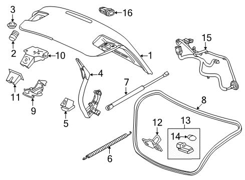 2015 Chevrolet Malibu Trunk Lid Support Strut Diagram for 25931322