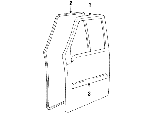 1997 Geo Tracker Front Door & Components, Outside Mirrors, Exterior Trim Weatherstrip, Front Door Opening, RH (On Esn) Diagram for 30020009