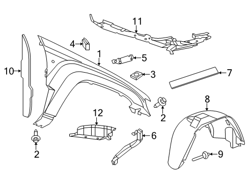 2020 Jeep Grand Cherokee Fender & Components SILENCER-WHEELHOUSE Inner Diagram for 68309572AF