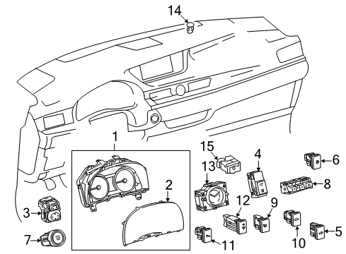 2015 Lexus ES300h Cluster & Switches, Instrument Panel Meter Assy, Combination Diagram for 83800-33M92