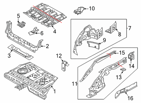 2020 BMW 228i xDrive Gran Coupe Rear Floor & Rails TRUNK FLOOR Diagram for 41007955516