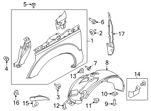 2014 Ford F-250 Super Duty Fender & Components Fender Liner Retainer Screw Diagram for -W713873-S900