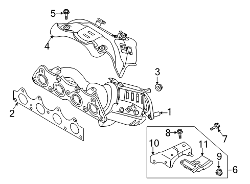2018 Hyundai Accent Exhaust Manifold Stay Diagram for 28961-2B800