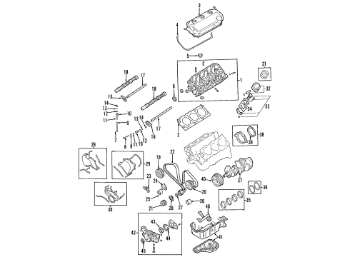 2000 Mitsubishi Montero Engine Parts, Mounts, Cylinder Head & Valves, Camshaft & Timing, Oil Cooler, Oil Pan, Oil Pump, Crankshaft & Bearings, Pistons, Rings & Bearings Gasket-Valve Cover Diagram for MD303148