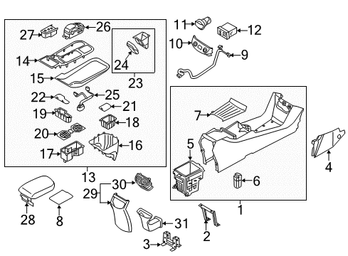 2017 Hyundai Ioniq Gear Shift Control - AT Switch-Console Driver Side Diagram for 93300-G7010-WMP