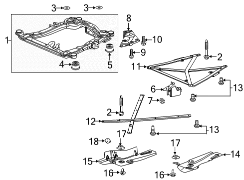 2017 Buick Cascada Suspension Mounting - Front Engine Cradle Front Mount Diagram for 13370470
