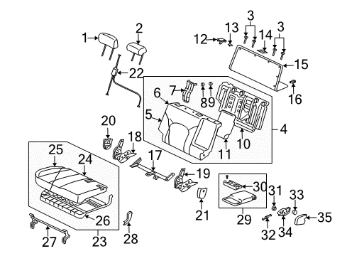 2005 Mitsubishi Endeavor Rear Seat Components Nut Diagram for MF430123