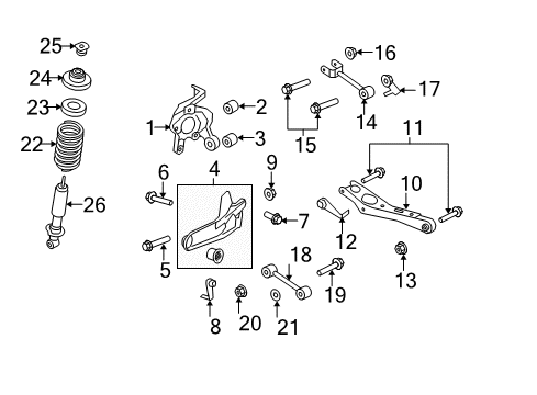 2008 Ford Explorer Rear Suspension Components, Lower Control Arm, Stabilizer Bar Spring Insulator Diagram for 6L2Z-5536-A