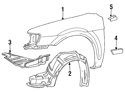 1994 Toyota Tercel Fender & Components, Exterior Trim Moulding, Front Fender, Outside LH Diagram for 75612-16391