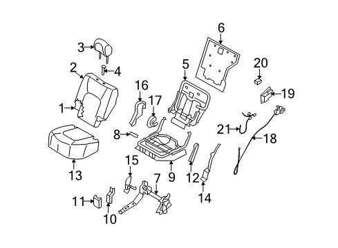Diagram for 2011 Nissan Murano Rear Seat Components 