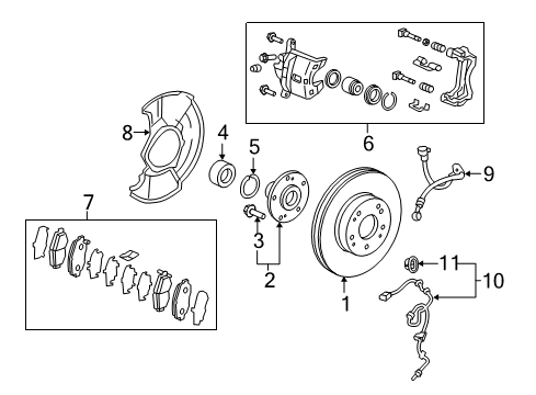 2016 Honda HR-V Front Brakes Front Caliper Sub-Assembly Diagram for 45018-T7W-A00