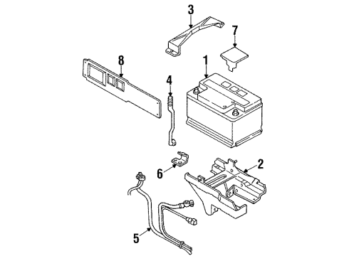2000 Mercury Cougar Battery Battery Tray Diagram for F5RZ10732A