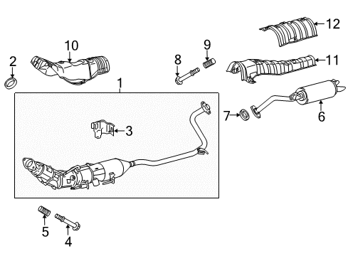 2014 Toyota Prius V Exhaust Components Heat Shield Diagram for 58327-47020