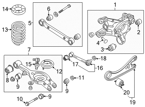 2014 Hyundai Azera Rear Suspension Components, Lower Control Arm, Upper Control Arm, Stabilizer Bar Carrier Assembly-Rear Axle, LH Diagram for 52710-3V000