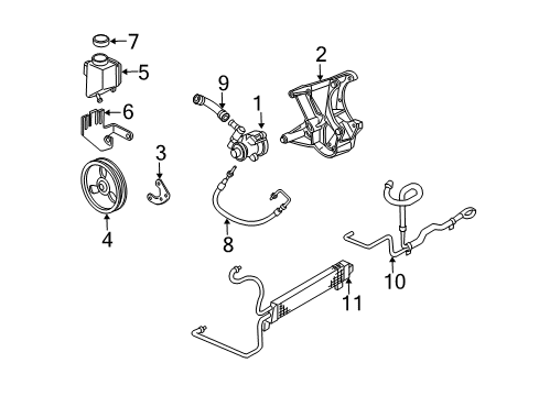 2001 Chevrolet Corvette P/S Pump & Hoses, Steering Gear & Linkage Power Steering Pump Mount Bracket Diagram for 12578068