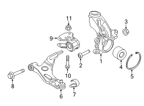 2015 Ford Transit Connect Front Suspension Components, Lower Control Arm, Stabilizer Bar Lower Control Arm Mount Bolt Diagram for -W708433-S442