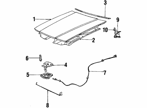 1987 Chevrolet Celebrity Hood & Components LATCH, Hood Latch Diagram for 14036392