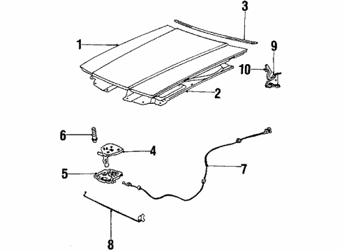 1987 Chevrolet Celebrity Hood & Components Rod Asm-Hood Hold Open Diagram for 14086223