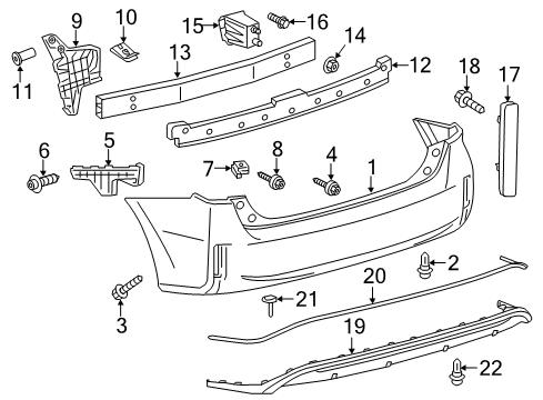 2016 Toyota Prius V Rear Bumper Bumper Cover Diagram for 52159-47912