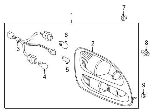 2005 Toyota Tundra Bulbs Combo Lamp Assembly Diagram for 81550-0C030