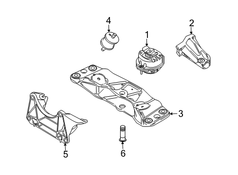 2002 BMW 745i Engine & Trans Mounting Passenger Engine Mount Bracket Diagram for 22116754616