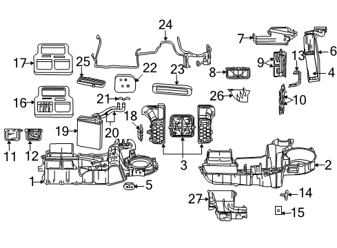 2006 Dodge Durango A/C Evaporator & Heater Components Housing-A/C And Heater Diagram for 68057727AA