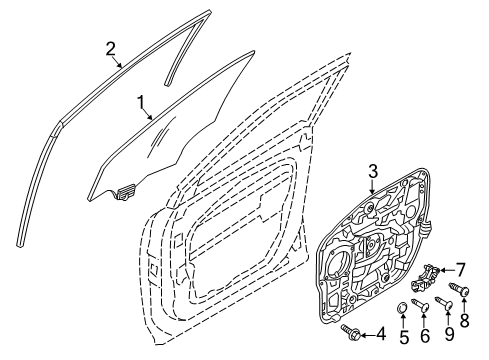 2017 Hyundai Santa Fe Sport Front Door Run Assembly-Front Door Window Glass LH Diagram for 82530-4Z000