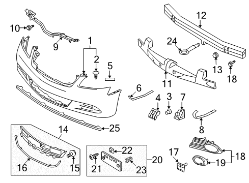 2008 Infiniti M45 Front Bumper Rubber-End Diagram for 65821-EG100