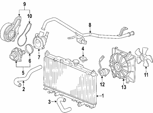 2006 Honda Element Cooling System, Radiator, Water Pump, Cooling Fan Motor, Cooling Fan (Denso) Diagram for 19030-PZD-A01