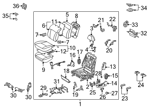 2009 Lexus GS450h Front Seat Components Front Seat Cushion Cover, Left (For Separate Type) Diagram for 71072-30D40-A2