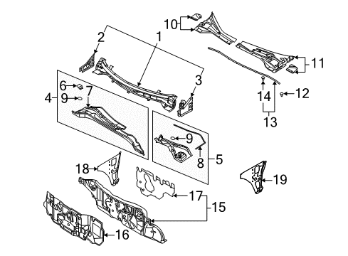 2004 Nissan Murano Cowl INSULATOR-Dash Lower, L Diagram for 67357-CA000