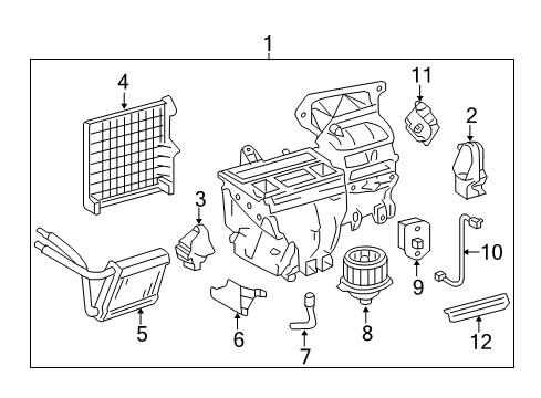 2008 Toyota Corolla Heater Core & Control Valve Case Assembly Diagram for 87010-02711