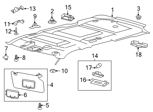 2017 Ford Explorer Bulbs Visor Diagram for GB5Z-7804105-CB