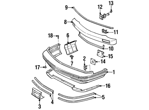 1998 Oldsmobile Regency Front Bumper Support Nut Diagram for 11503957