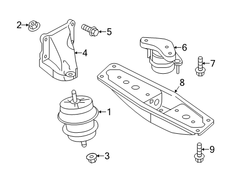 2020 Infiniti Q60 Engine & Trans Mounting Bracket Engine Mounting Rh Diagram for 11232-4HK0A