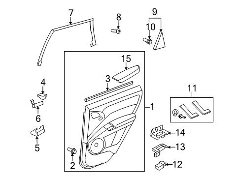 2007 Acura RDX Rear Door Base, Left Rear Switch Panel (Gray) Diagram for 83791-STK-A01ZB